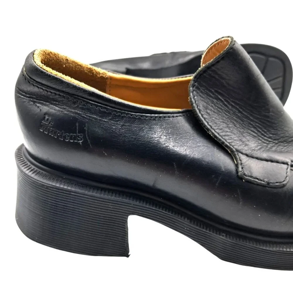 Dr Martens Platform Shoes Womens Size 8 8670 England Chunky Black Leather Loafer - Picture 11 of 14